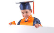 Little boy in cap and gown