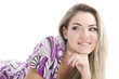 young pretty girl portrait over white background
