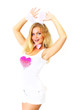Sexy girl in a rabbit costume on a white background