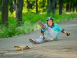 Teenage girl with skateboard