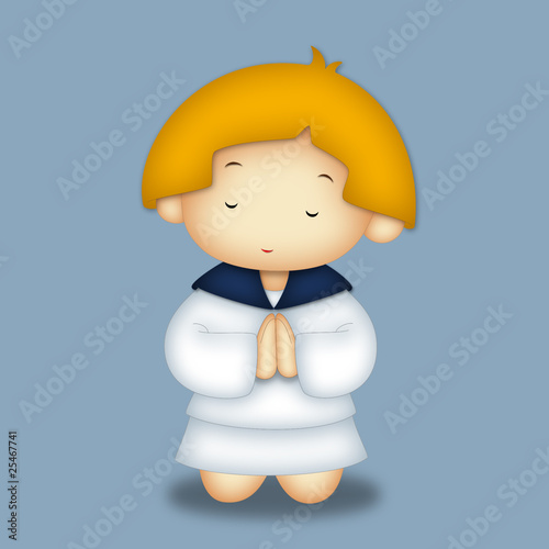 Illustration: Praying Girl Portrait Praying Girl Portrait