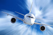 Airplane in the sky with zooming blue effect