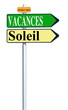 panneau signalisation vacances soleil, fond blanc