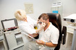 Doctor,examining a patient in ophthalmology clinic