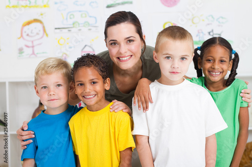 Photo: young teacher and kindergarten students young teacher and kindergarten students