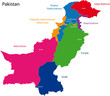 Map of Pakistan with the states colored in bright colors