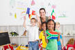 cute south african girl with diverse classmates in background