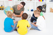 Photo: preschool teacher showing children countries on globe preschool teacher showing children countries on globe