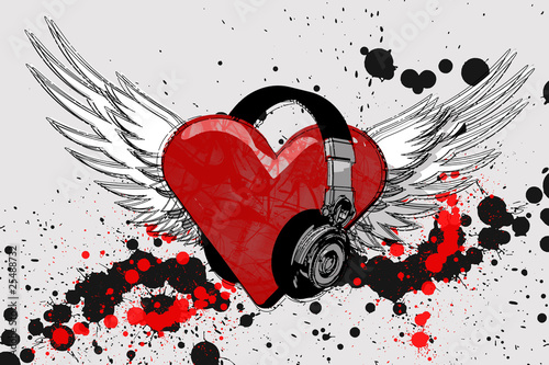 Illustration: i heart headphones grunge i heart headphones grunge