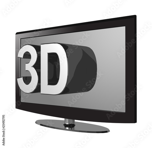 Vector: 3D TV isometric grey screen 3D TV isometric grey screen