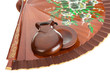 fan and castanet isolated on the white background