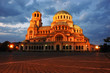 Night view of Alexandr Nevski Cathedral in Sofia, Bulgaria