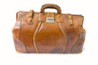 Old brown leather bag isolated with clipping path Old brown leather bag isolated with clipping path