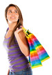 Shopping woman looking up