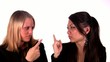 Two women with a wagging finger for each other (1080i/PAL)