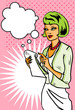 Woman taking notes popart
