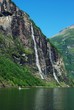 Mountain river with waterfall in Norway