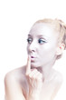 ballet dancer woman with shiny silver makeup