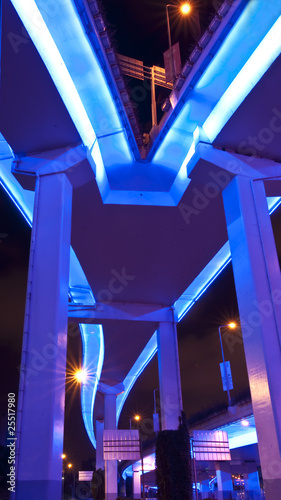 Yanan elevated road by night in Shanghai - China