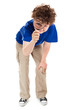 Boy using magnifying glass on white background Boy using magnifying glass on white background