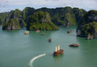 Tourist Junks in Halong Bay, Vietnam. Tourist Junks in Halong Bay, Vietnam.