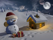 Casetta nella neve la notte di Natale