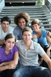 Group of happy young people at university Group of happy young people at university