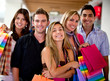 Happy group of shopping people