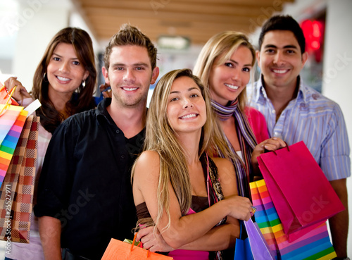 Photo: Happy group of shopping people Happy group of shopping people