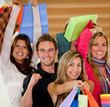 Happy group of shopping people