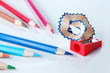 Color pencils with sharpener