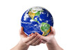 Hands holding world environment Hands holding world environment