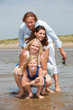 Young family by the seaside