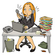 Stress, Arbeit, Büro, Angestellte, Sekretärin, überfordert