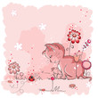 Kitty and ladybug - friends greeting card
