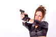 Photo: Police woman pointing the gun Police woman pointing the gun