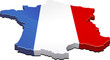 Carte de la France 3D drapeau (détouré)