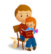 Dad and his daughter read tales