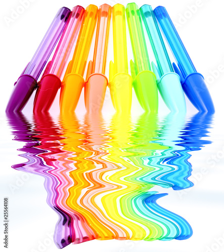 stylos à bille couleurs, fond blanc