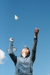 girl playing badminton- front view