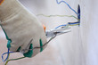worker puts the wires