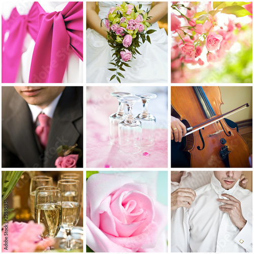 Photo: collage of nine wedding photos collage of nine wedding photos