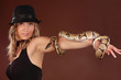 woman holding a snake woman holding a snake