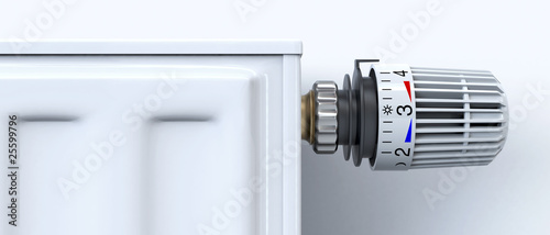 Illustration: Radiator with thermostat panorama Radiator with thermostat panorama