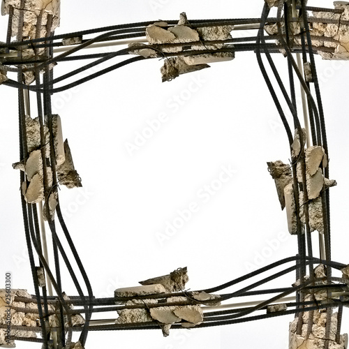 Photo: Industrial frame. Rusty steel bars and concrete. Industrial frame. Rusty steel bars and concrete.