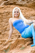 blond woman in blue blond woman in blue