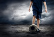 Football player and Grunge ball on the retro grunge background Football player and Grunge ball on the retro grunge background