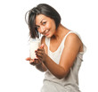 Pretty girl with a glass of milk Pretty girl with a glass of milk