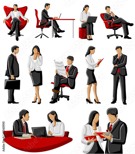Vector: Business woman and man in office Business woman and man in office