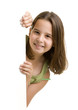 young girl peeking